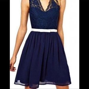 Asos scalloped navy dress